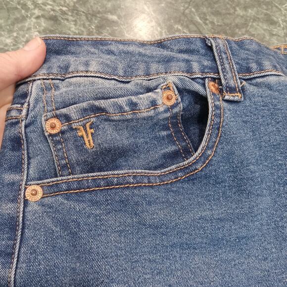 FRYE Medium wash blue denim high rise straight leg Distressed jeans size 12/31 - Picture 4 of 12